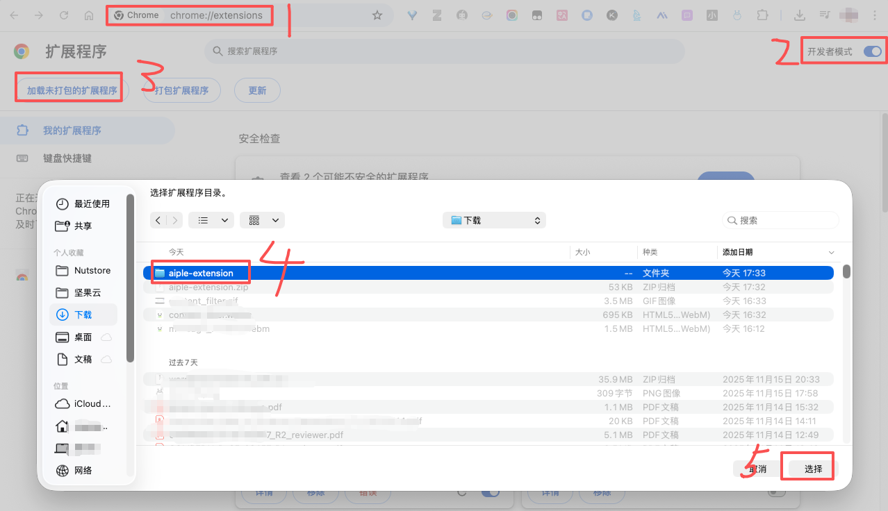 Chrome 扩展安装界面示意